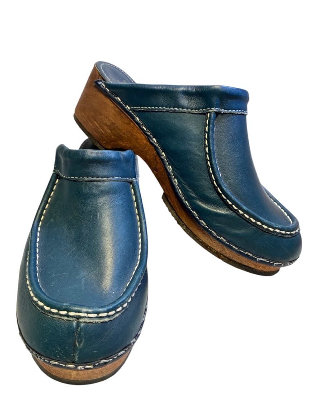 Bare Traps Leather Clogs Navy Women’s Size 8